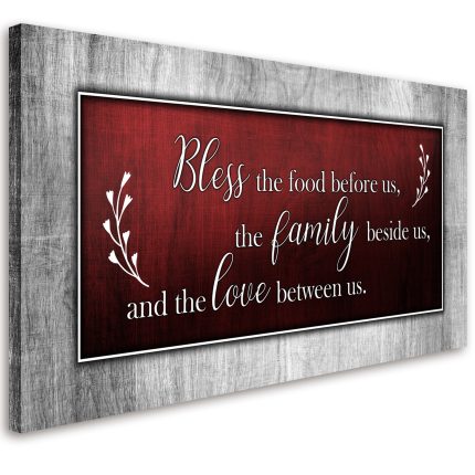 Bless This Food Quote Canvas Wall Art Framed Artwork Ready to Hang Home Decor